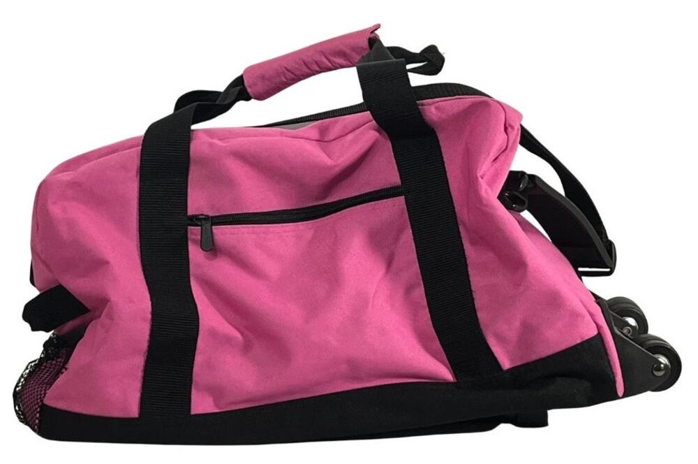 Hot Pink Rolling Duffle Bag Double Handle Zip Travel Bag